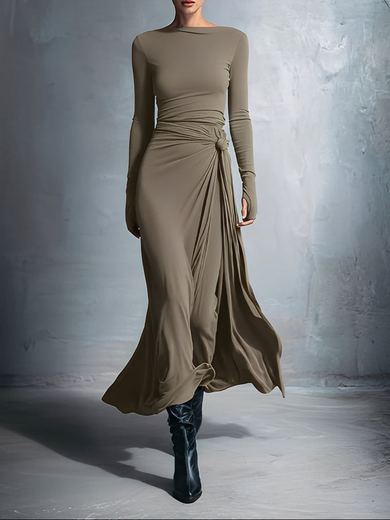 Naomie | Maxi-jurk met Zijde en Knoopdetails