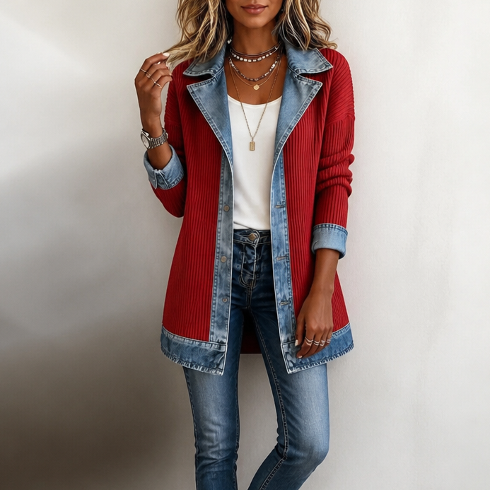 LINDE | GERIBD VEST MET DENIM DETAILS