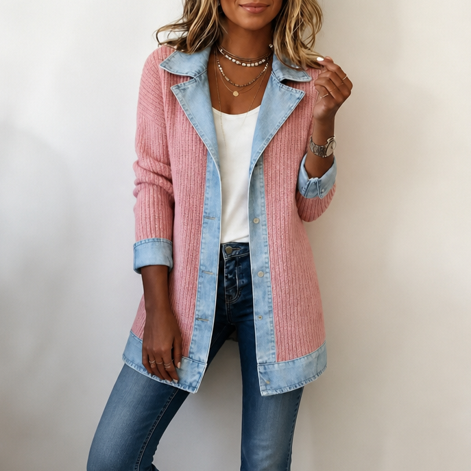 LINDE | GERIBD VEST MET DENIM DETAILS