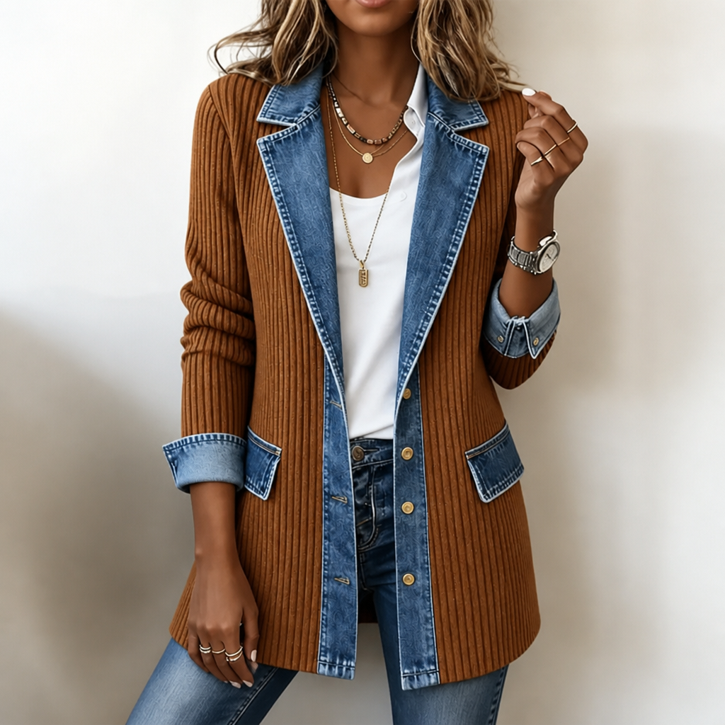 LINDE | GERIBD VEST MET DENIM DETAILS