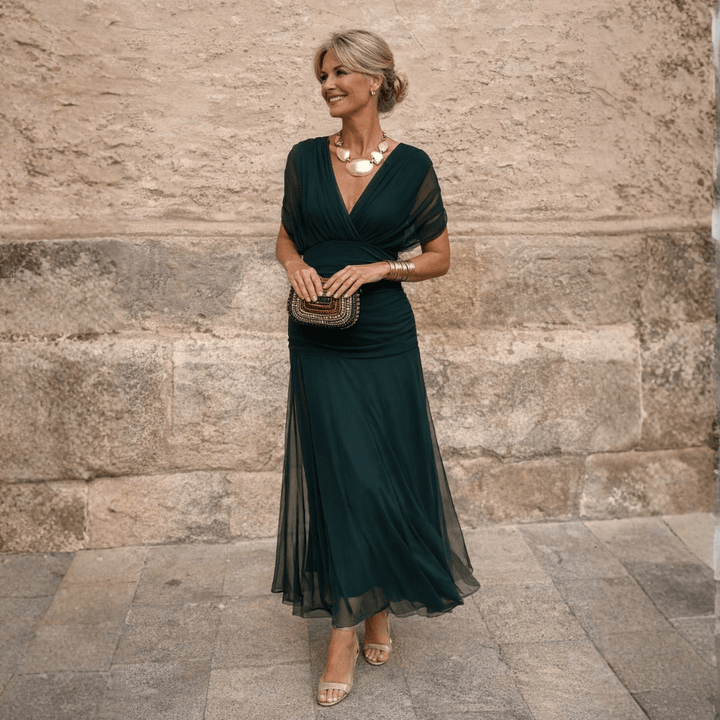 Lisanne elegante off-shoulder maxijurk
