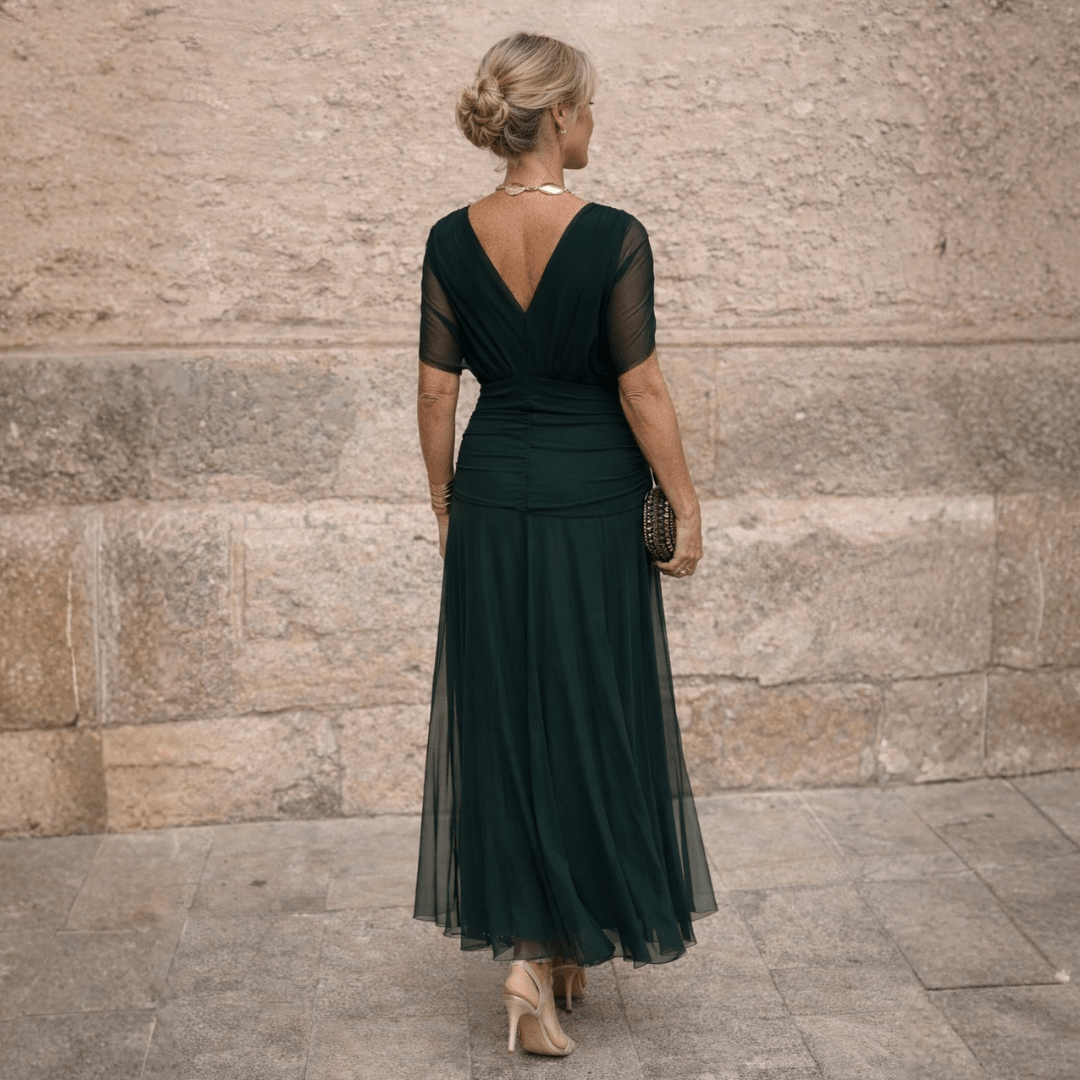 Lisanne elegante off-shoulder maxijurk detail 3