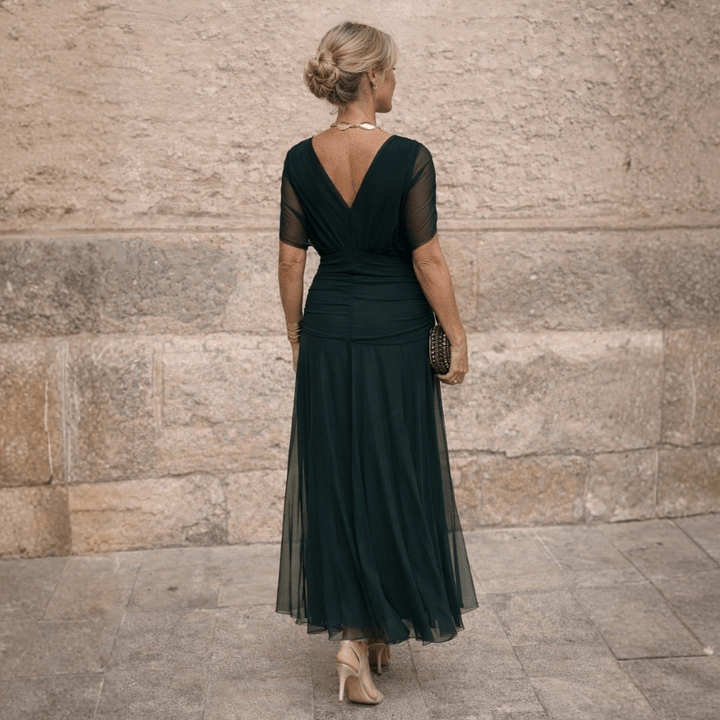 Lisanne elegante off-shoulder maxijurk detail 3