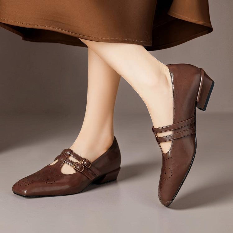 OONAGH | Brogued Dual-Strap Mary Jane Pumps