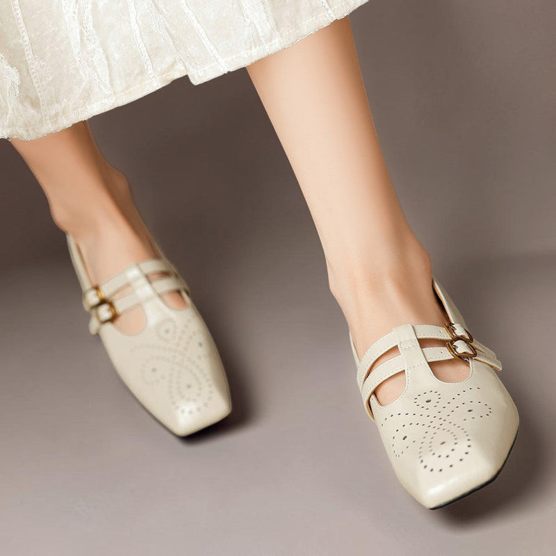 OONAGH | Brogued Dual-Strap Mary Jane Pumps
