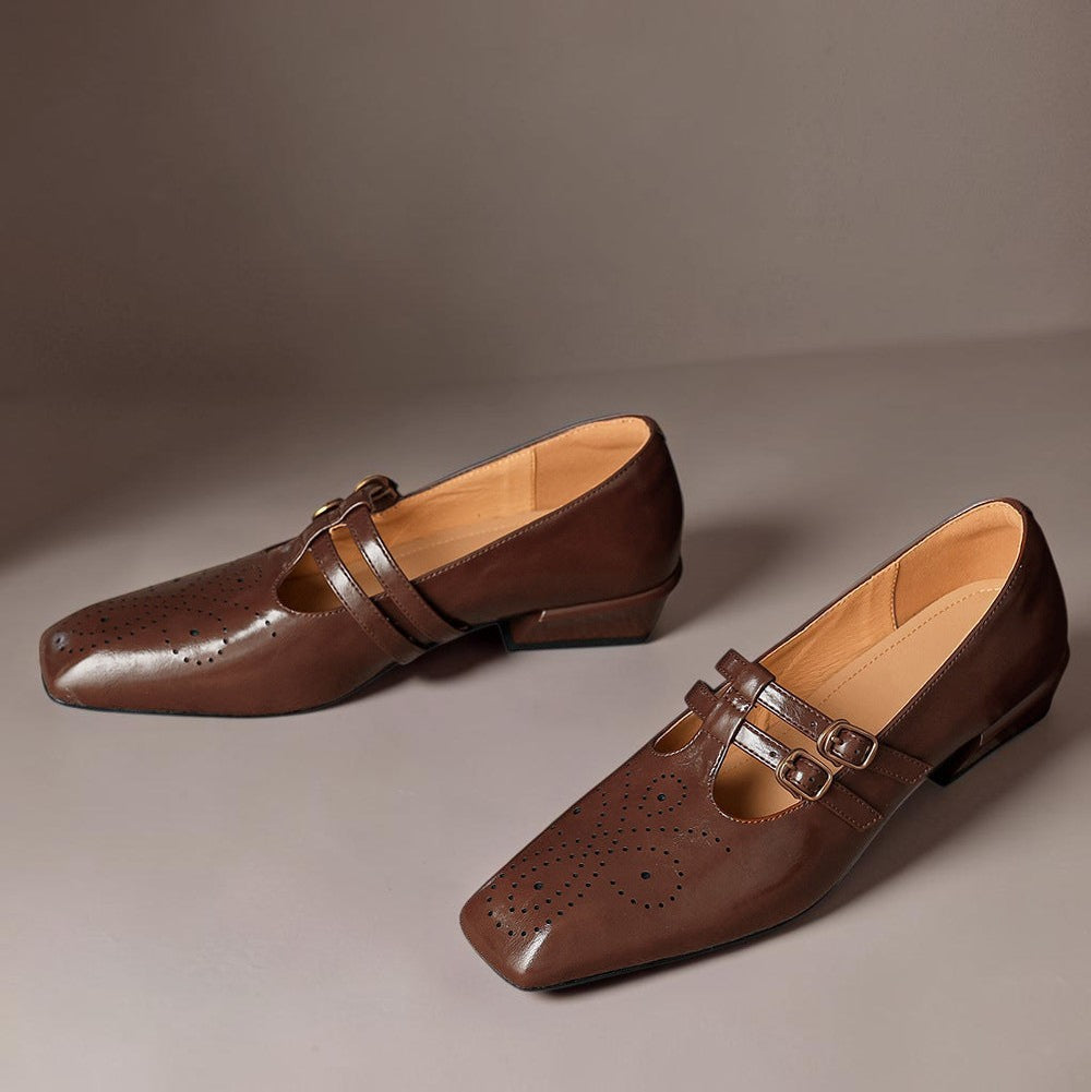 OONAGH | Brogued Dual-Strap Mary Jane Pumps