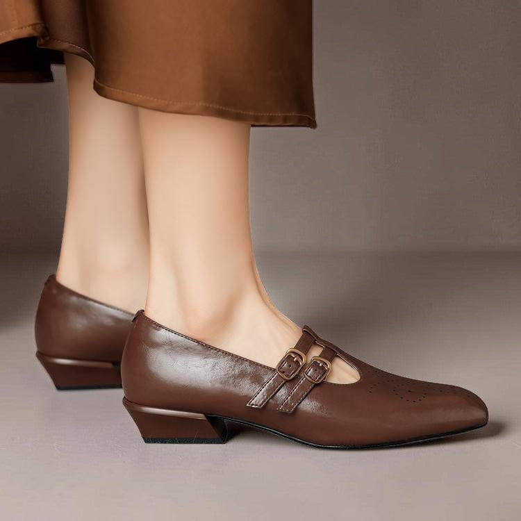 OONAGH | Brogued Dual-Strap Mary Jane Pumps