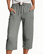 Pippa | Drawstring Waist Wide-Leg Cropped Trousers