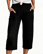 Pippa | Drawstring Waist Wide-Leg Cropped Trousers
