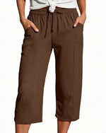 Pippa | Drawstring Waist Wide-Leg Cropped Trousers