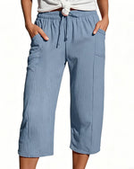 Pippa | Drawstring Waist Wide-Leg Cropped Trousers