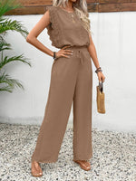 Lola | Lace Trim Top & Wide-Leg Trouser Set