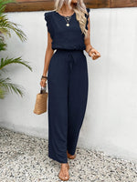 Lola | Lace Trim Top & Wide-Leg Trouser Set
